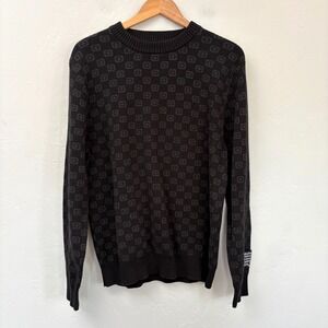 Ksubi Box Knit Sweater Men Size Medium Black Pullover Long Sleeve